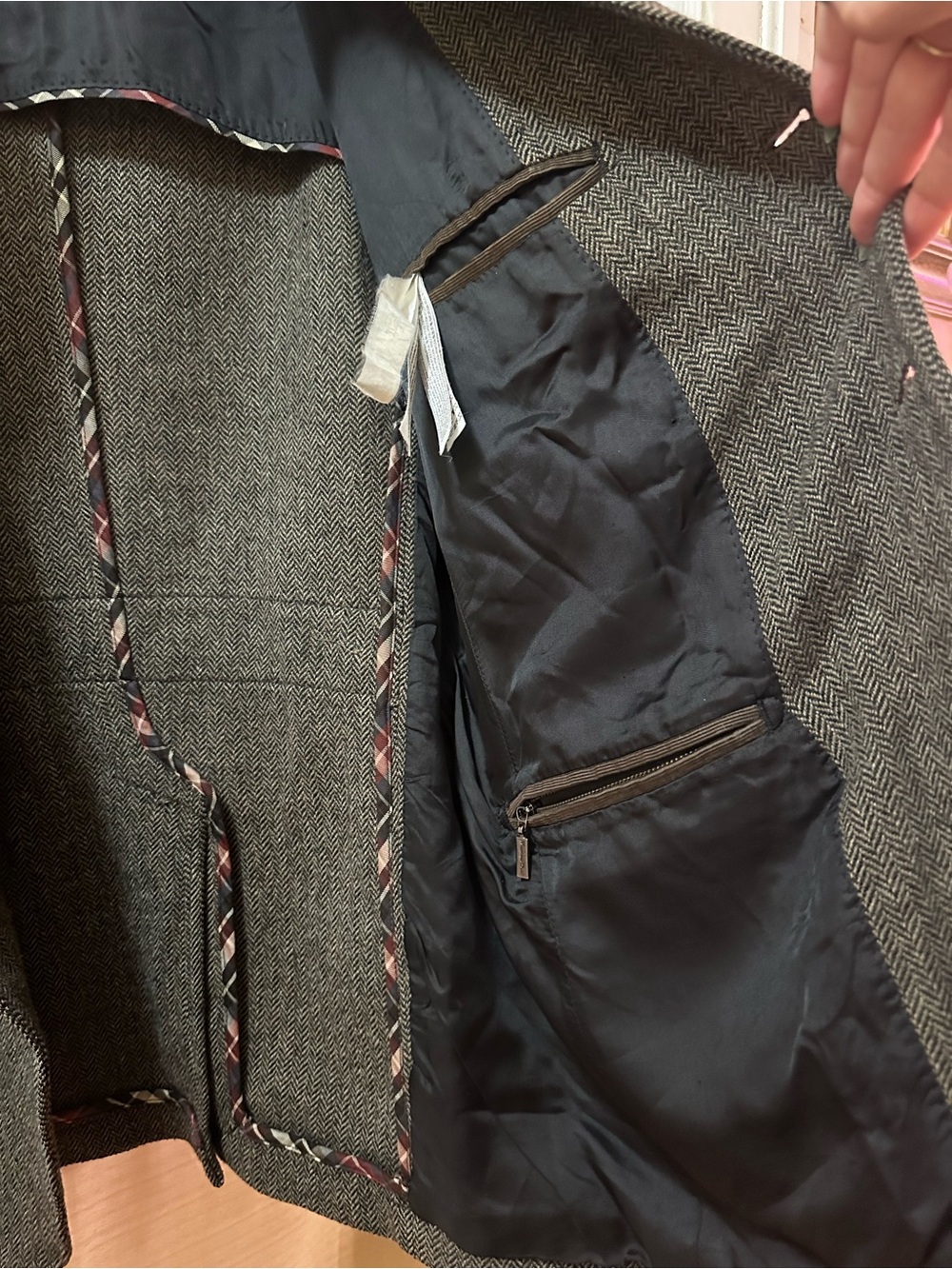 Massimo Dutti Extra Fine Wool Herringbone Military Field Jacket Elbow Patches - Picture 7 of 11